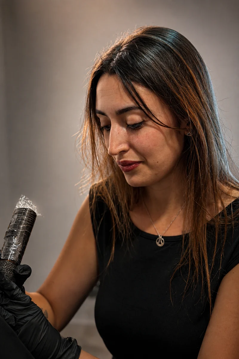 Irene, especialista en micropigmentación de cejas y labios y tatuaje de línea fina — Compton Tattoo, Alcalá de Henares