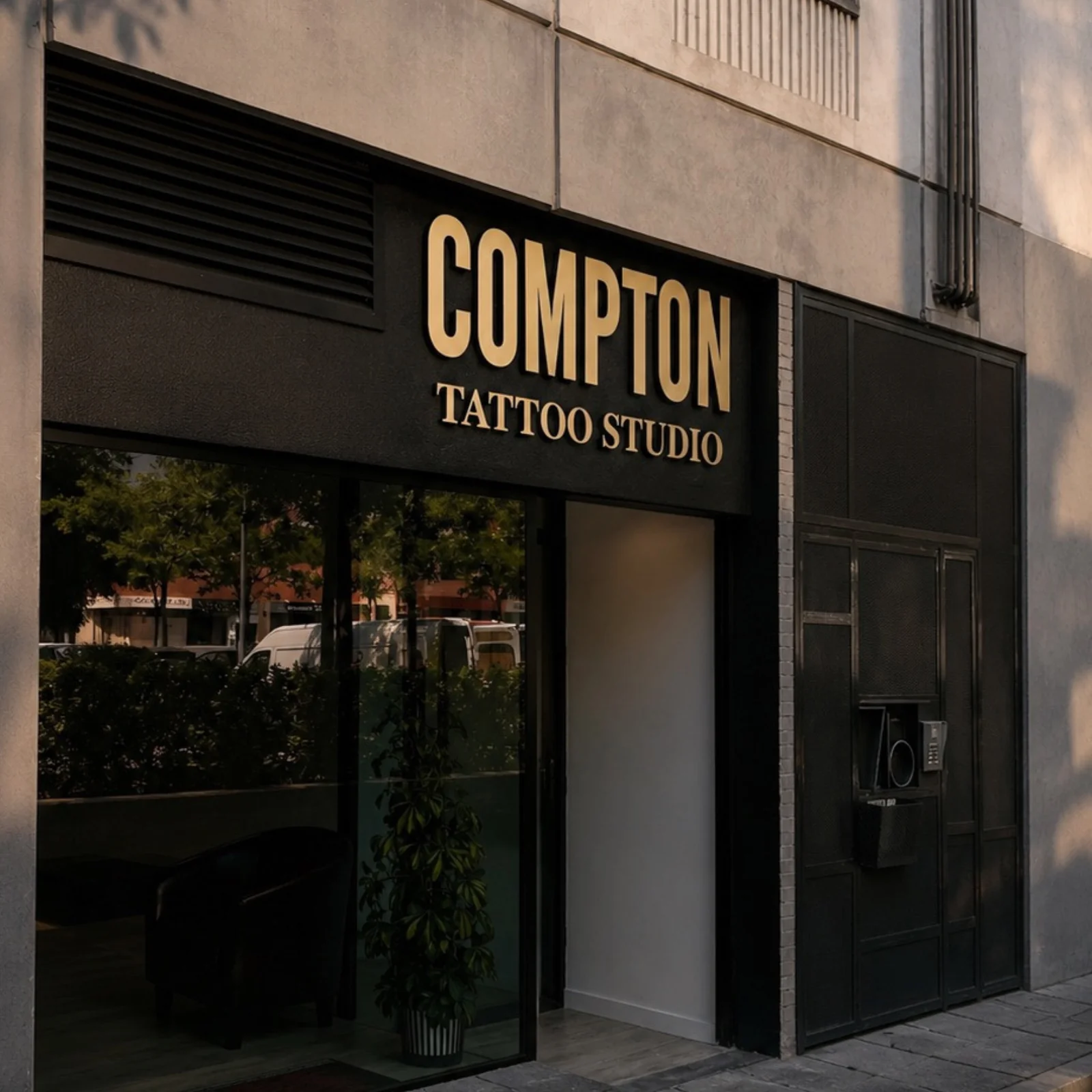 Fachada del estudio Compton Tattoo en Alcalá de Henares
